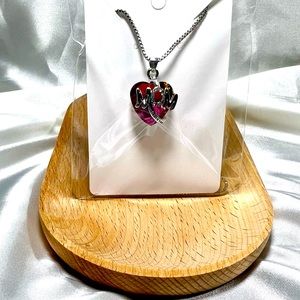 ❤️ Red Iridescent MOM Heart Necklace